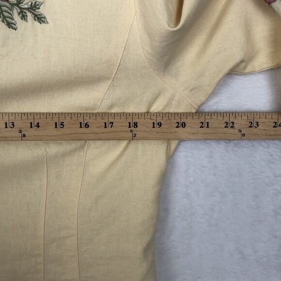 VTG Plaza South Linen Embroidered Jacket Sz 10 Yellow Flutter 3/4 Sleeve Lined - Picture 8 of 12